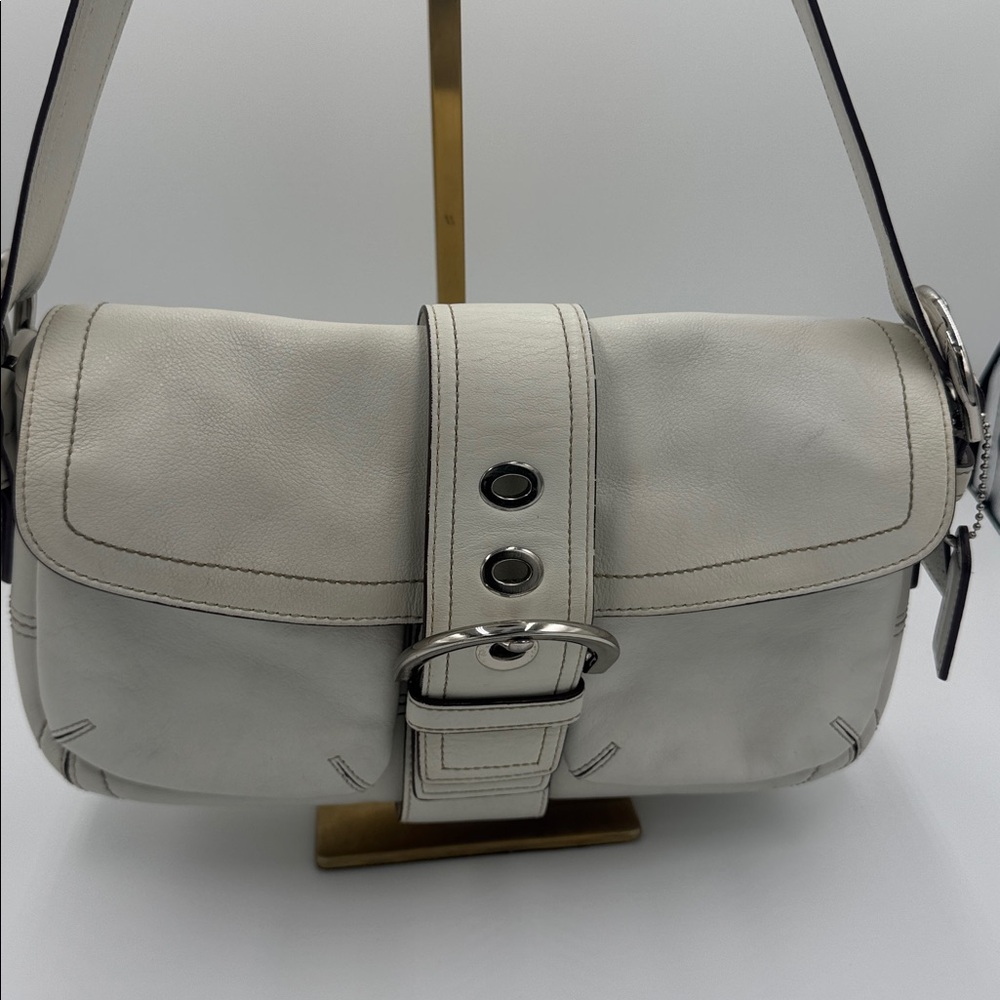 Coach Y2K Chalk White SoHo Pocket Leather Shoulder Bag - Picture 2 of 15